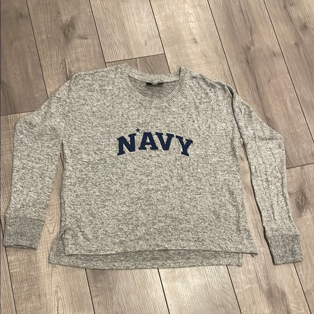 Gray lightweight knit sweater  Go Navy! Naval Academy Midshipmen